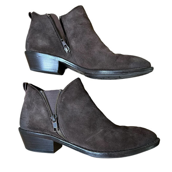 Sofft Vinton Chocolte Brown Suede Booties Boots Size Zip Western Heel Size 8.5 - Picture 7 of 9